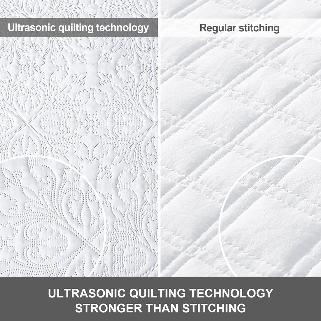 Quilt, White Quilt 3 Pieces (1 Quilt, 2 Shams)