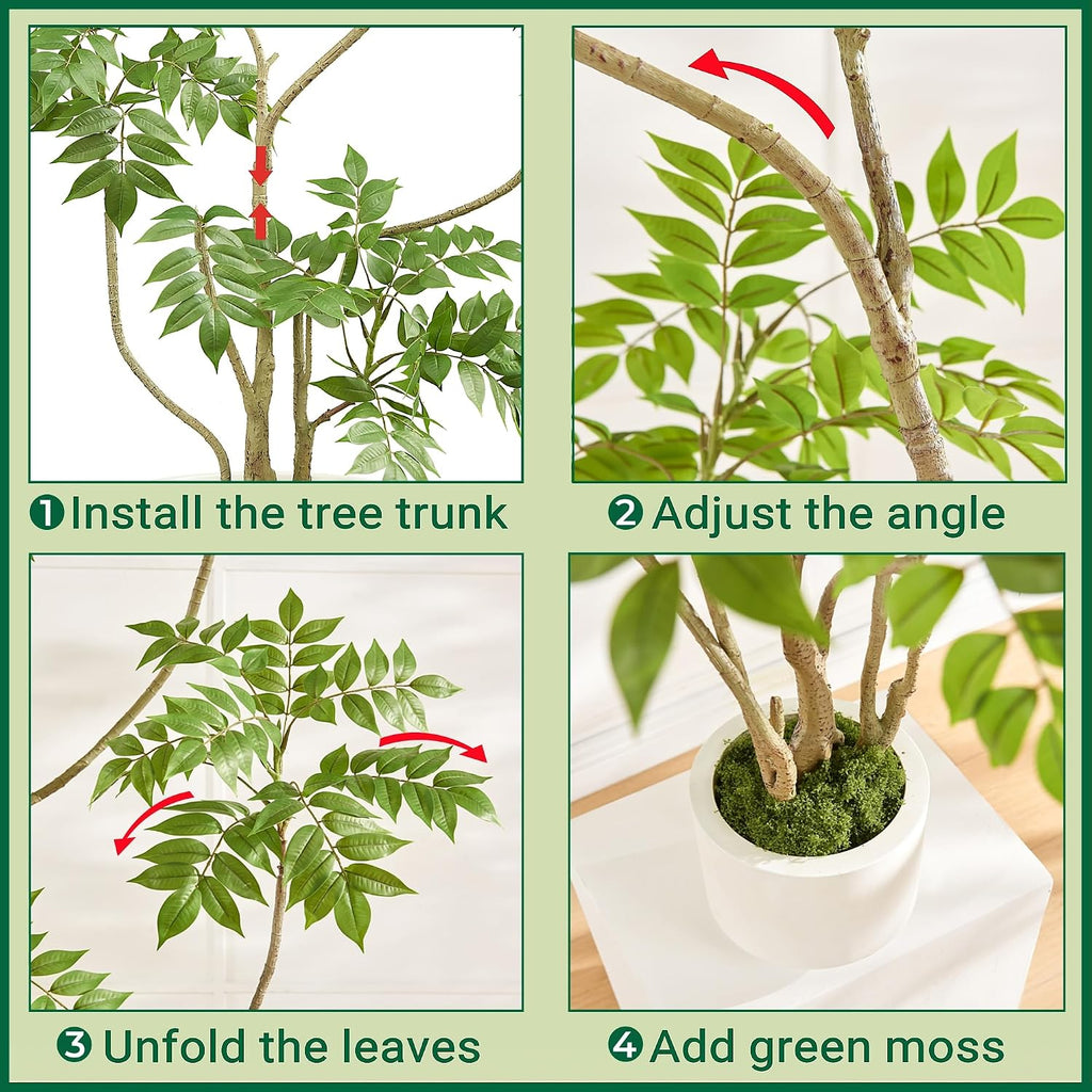 6.5FT Artificial Sumac Tree in White Pot, Indoor Faux Plants