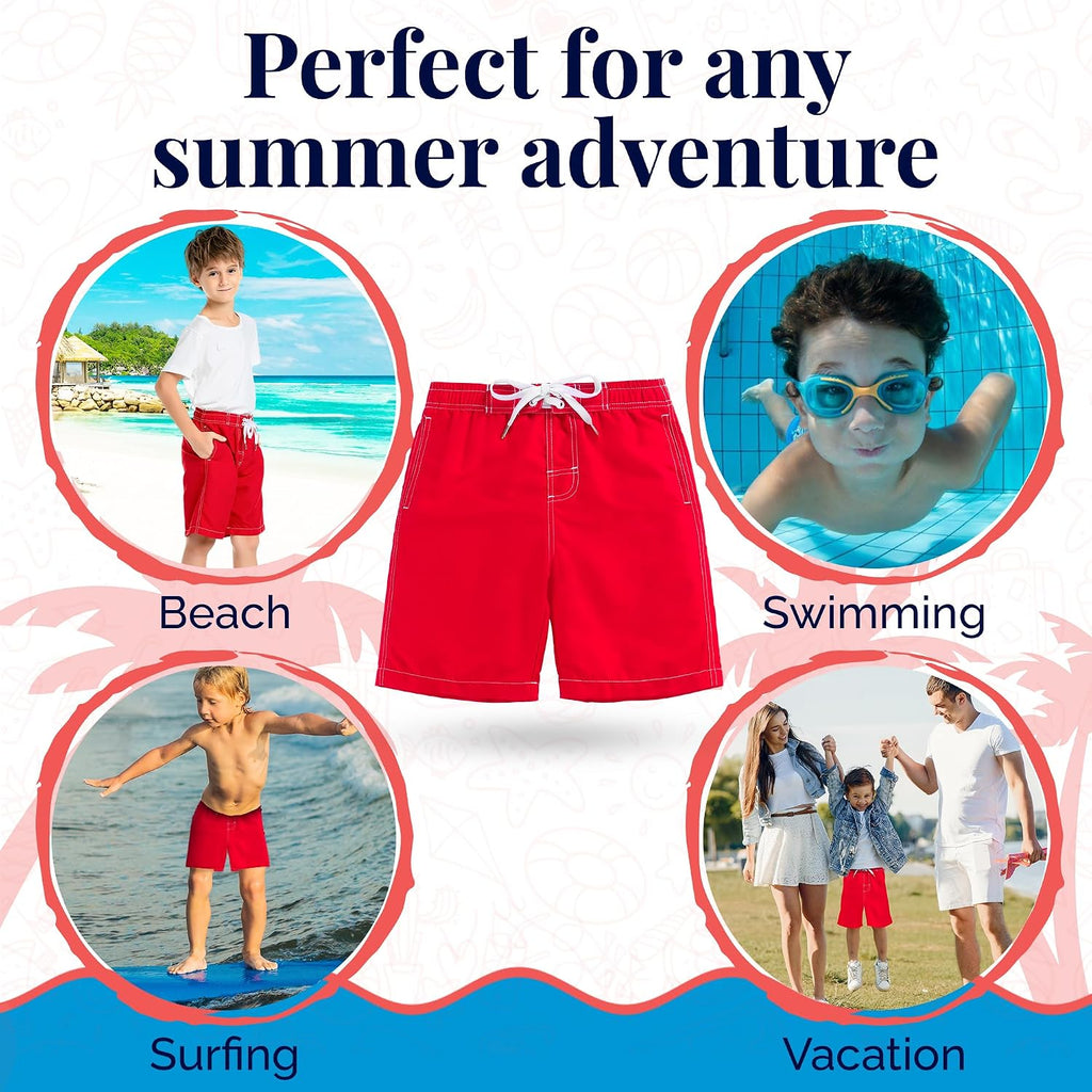 Boys Swim Trunks - Quick-Dry, Comfortable, /6 to 18/ Fun Patterns, Durable Design Boys Bathing Suit