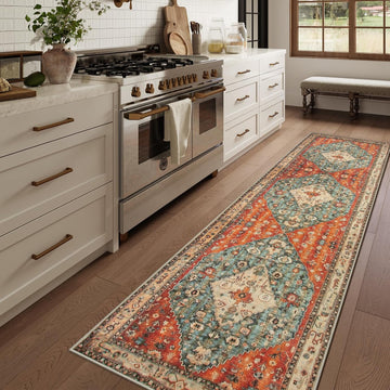 Felice Boho Tribal 2'6" x 10' Washable Runners s, Oriental Kitchen Runner Rugs Non Skid Washable, Oriental Soft Long