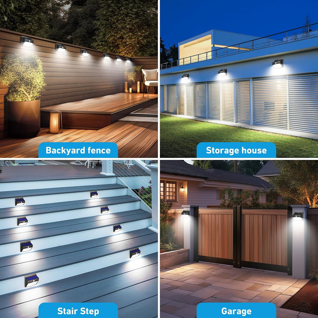 6 Packs] Solar Lights Outdoor Motion Sensor Solar Security Lights Waterproof with 3 Lighting Modes Solar Powered Wall