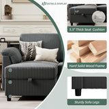 Convertible Sectional Sofa Couch, 3 Seat L Shaped Sofa with Removable Pillows Soft Corduroy Fabric Small Couch Mid