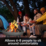 34 Inch Cast Iron Heavy-Duty Fire Pit Bowl - Wood Burning Outdoor - Gray