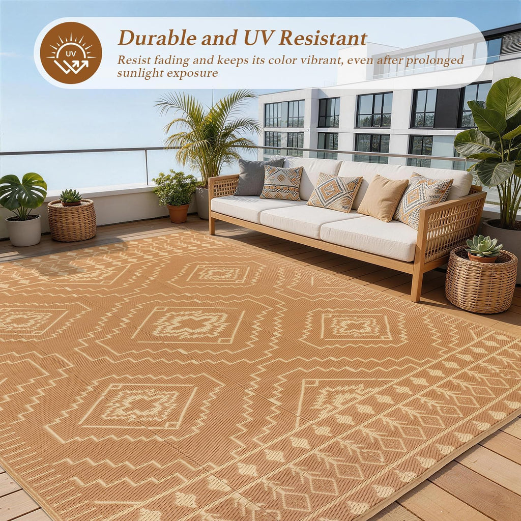 Waterproof Outdoor Rugs Outdoor Plastic Straw Rug Reversible Outdoor Camping Rugs RV Rug for Deck,Backyard