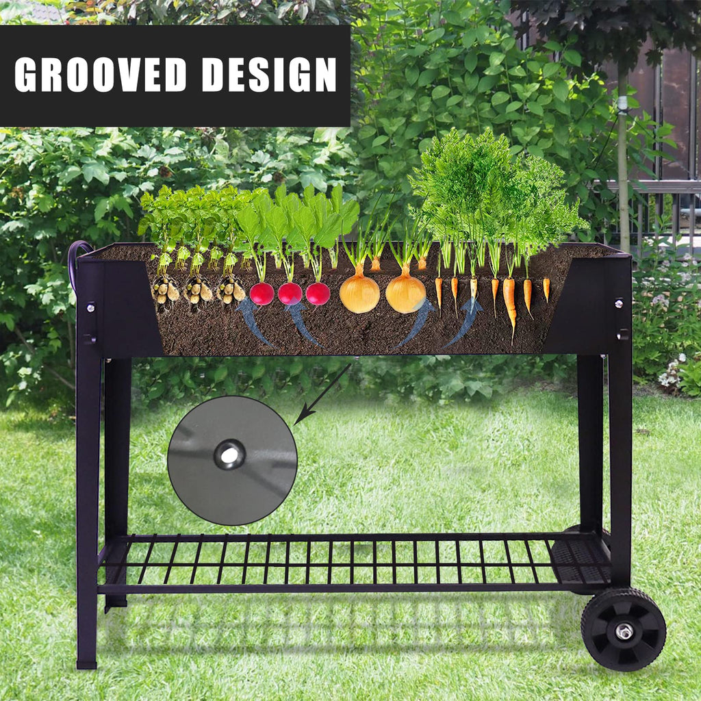 Raised Garden Planter Beds with Wheels Legs, Large Planters Box for Indoor Outdoor Plants, Metal Galvanized Elevated