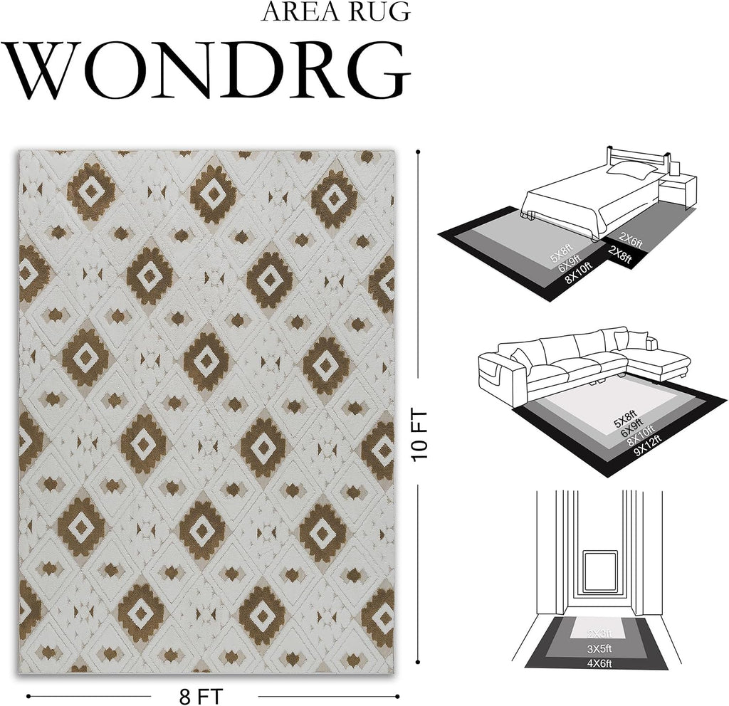 8x10 Brown Shag Area Rug Soft Washable Carpet