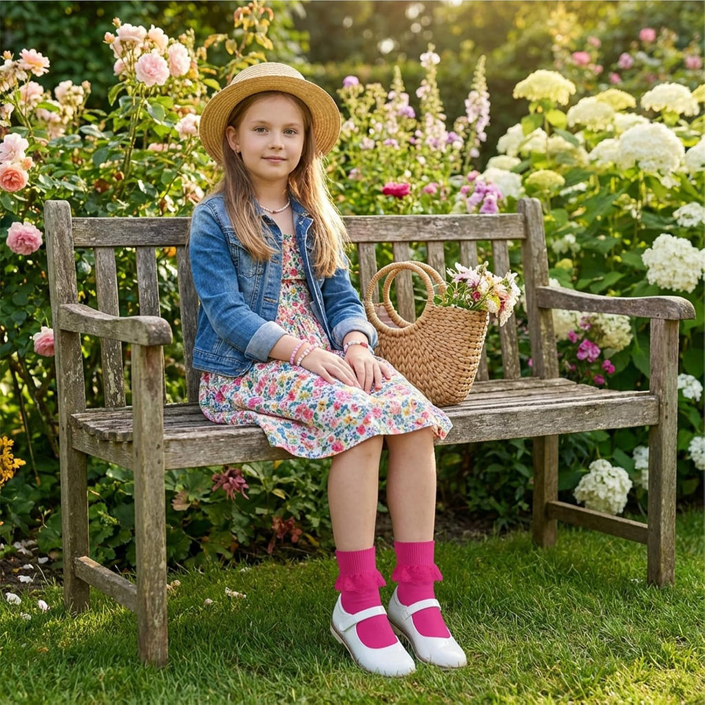 Toddler White Lace Frilly Church Dress Socks