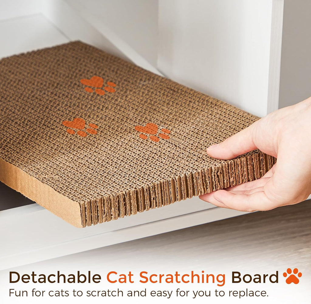 Cat Litter Box Enclosure for 2 Cats, 47.2" Hidden Litter Box Furniture with Double Room, Wooden Cats Washroom