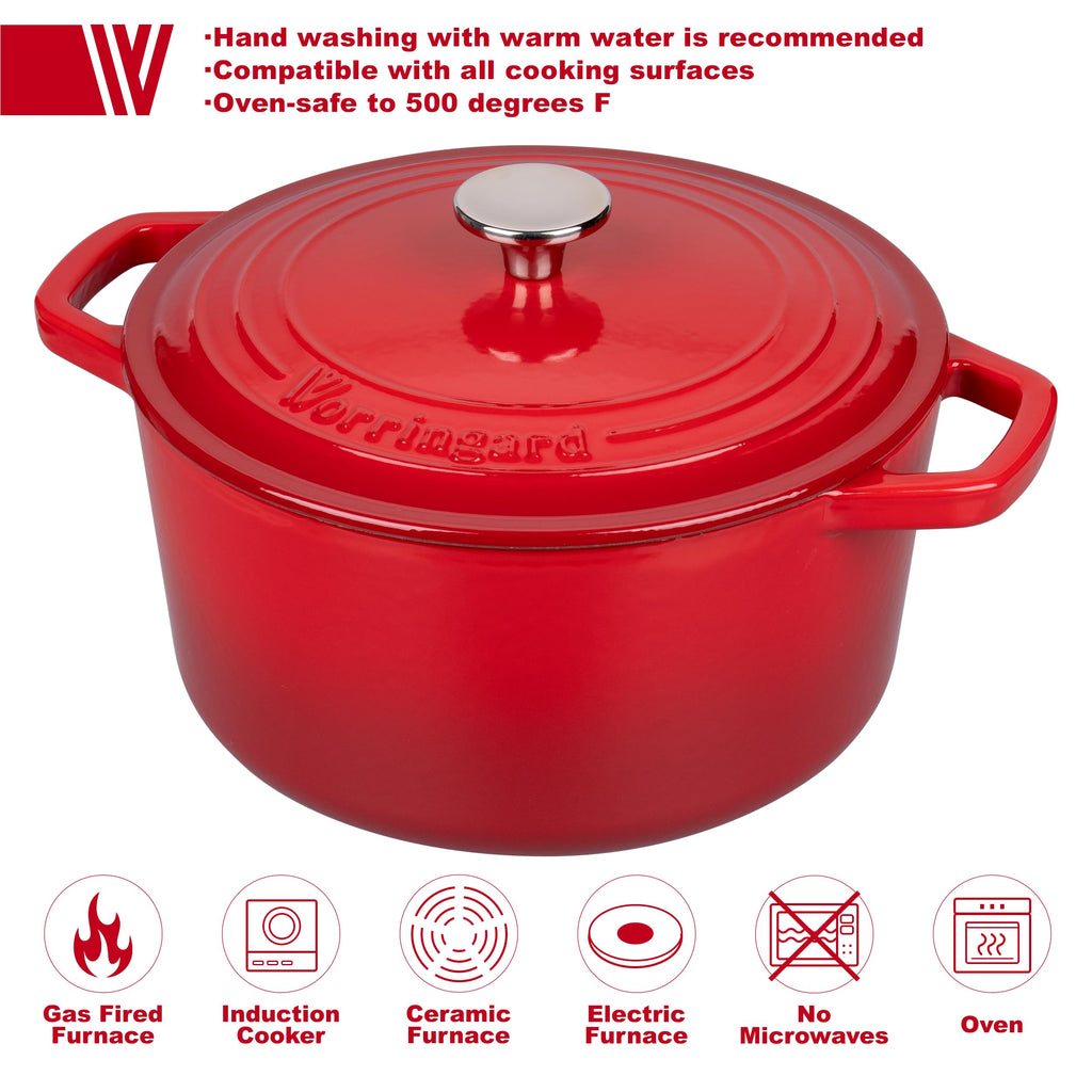 Enameled Cast Iron Dutch Oven Pot with Lid, for Bread Baking, Round Bread Oven- include Sourdough Bread Baking