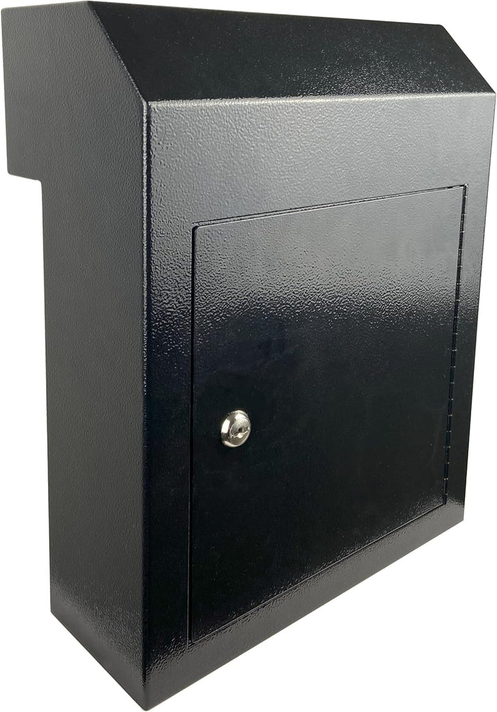 Locking Door Mounted Mailbox with Rear Access Door & Rain Cover, Heavy-Duty Galvanized Steel Mail Drop Box for Letters