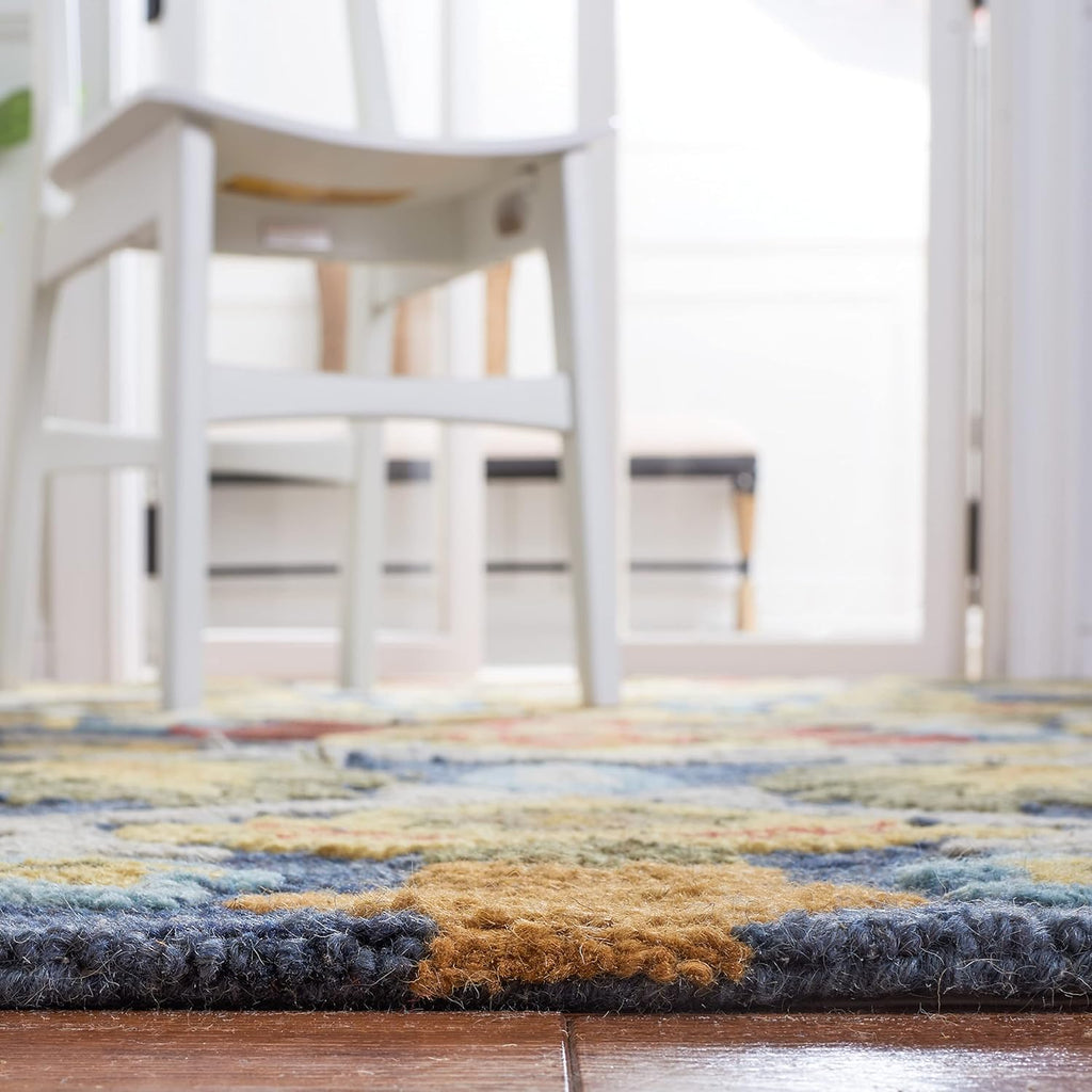 Blossom 12' x 15' Navy/Multi Handmade Premium Wool Dining Area Rug