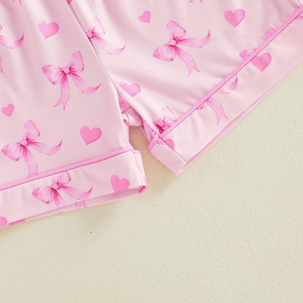 Toddler Baby Girl Pajamas Set Summer Floral Short Sleeve Button Down Shirt Top and Shorts 2pcs Pjs Sets Sleepwear