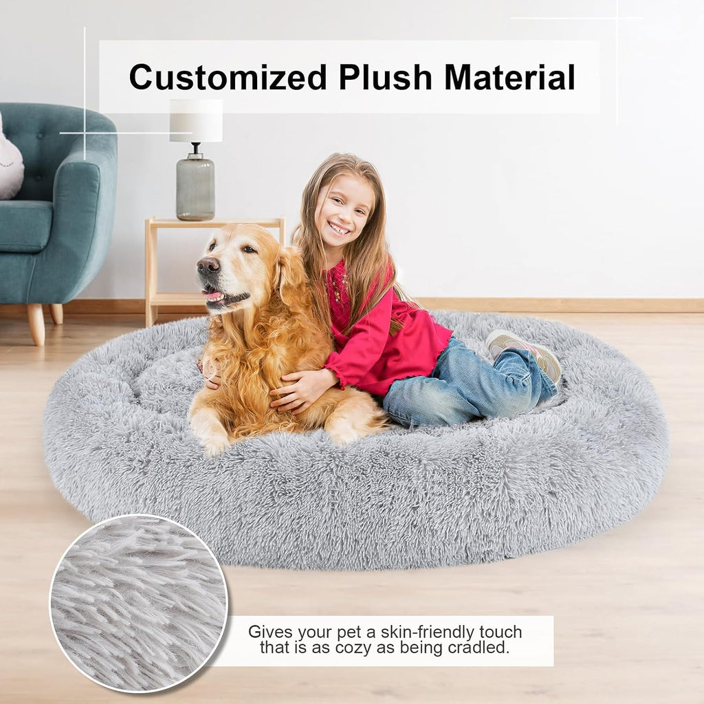 Dog Bed, Calming Dog Bed, Faux Fur Fluffy Dog Bed for Extra Large Dogs, Dog Bed for Humans Fits You and Pets, Pet