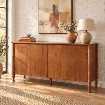 59" Rustic Sideboard Buffet Cabinet with 4 Doors and 2 Shelves