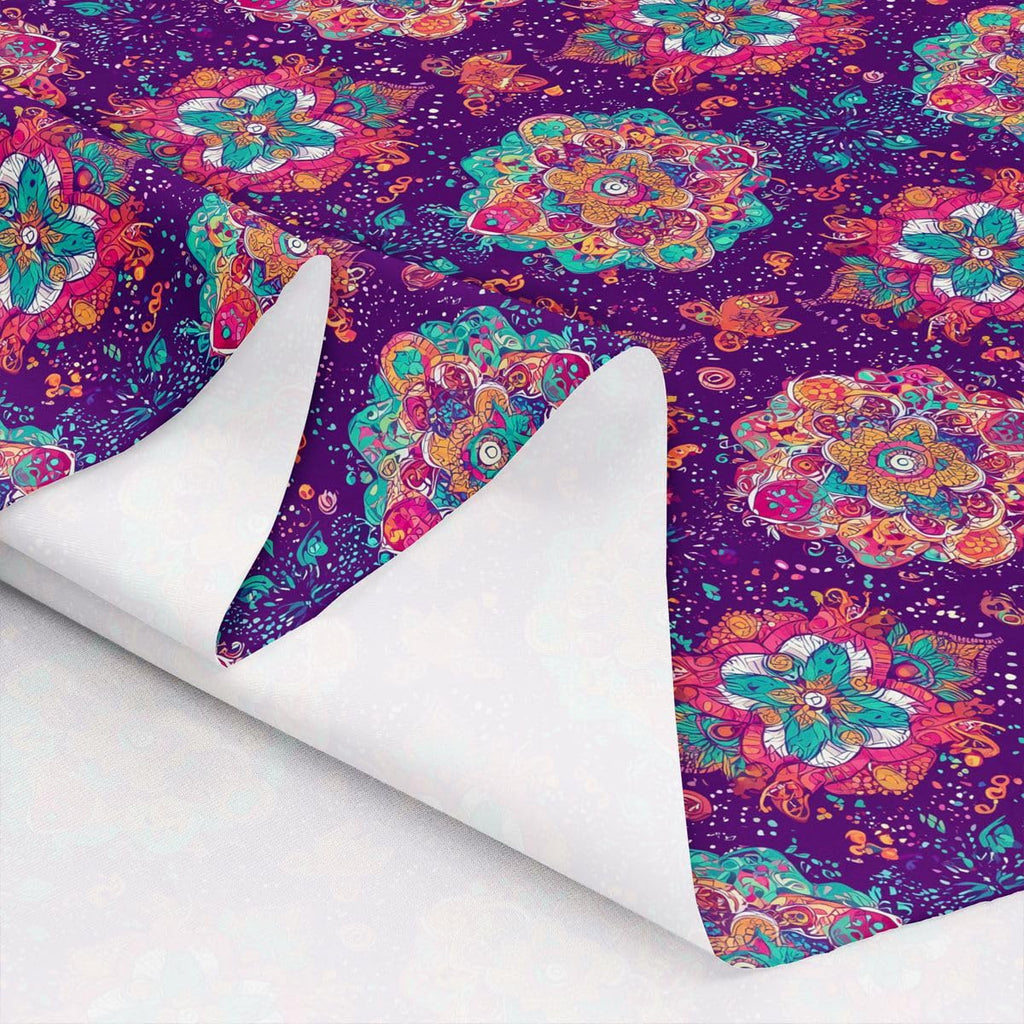 Mandala Fabric By The Yard, Boho Floral Upholstery Fabric, Retro