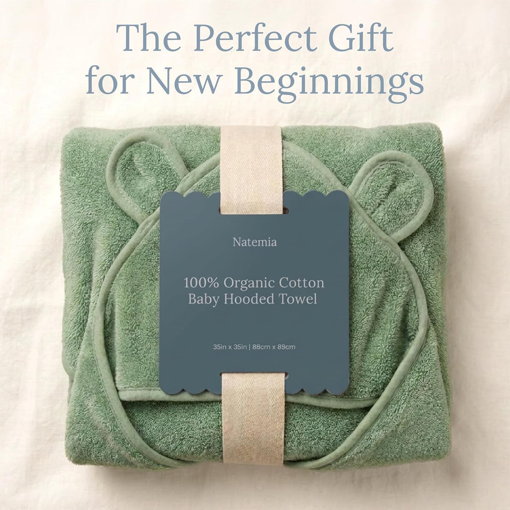 Hooded Baby Bath Towel - 100% Organic Cotton Baby Towels for Newborns, Toddlers, Boys, Girls - Soft Absorbent 450 GSM