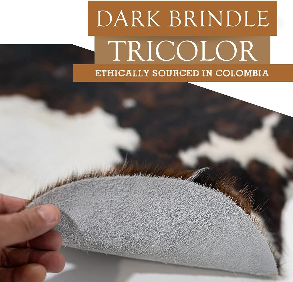 100% Genuine Dark Brindle Tricolor Cowhide Rug - Modern Style Animal Skin Rug & Floor Carpet - Home Decor Area Rug