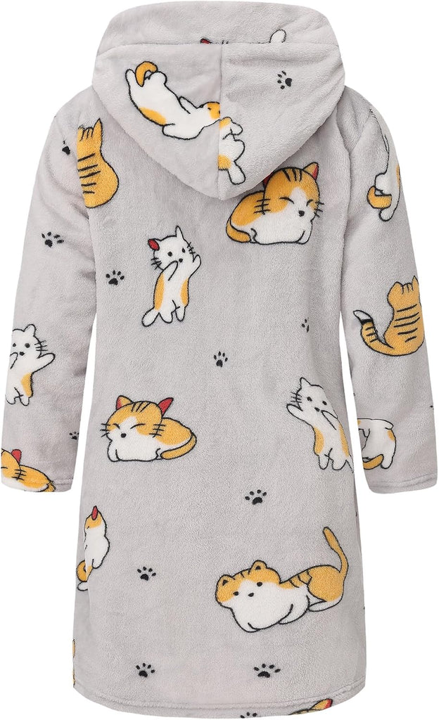 Kid Fleece Hooded Robes Girls Bathrobes Boys Soft Plush Sleepwear Toddler Fuzzy Pajamas