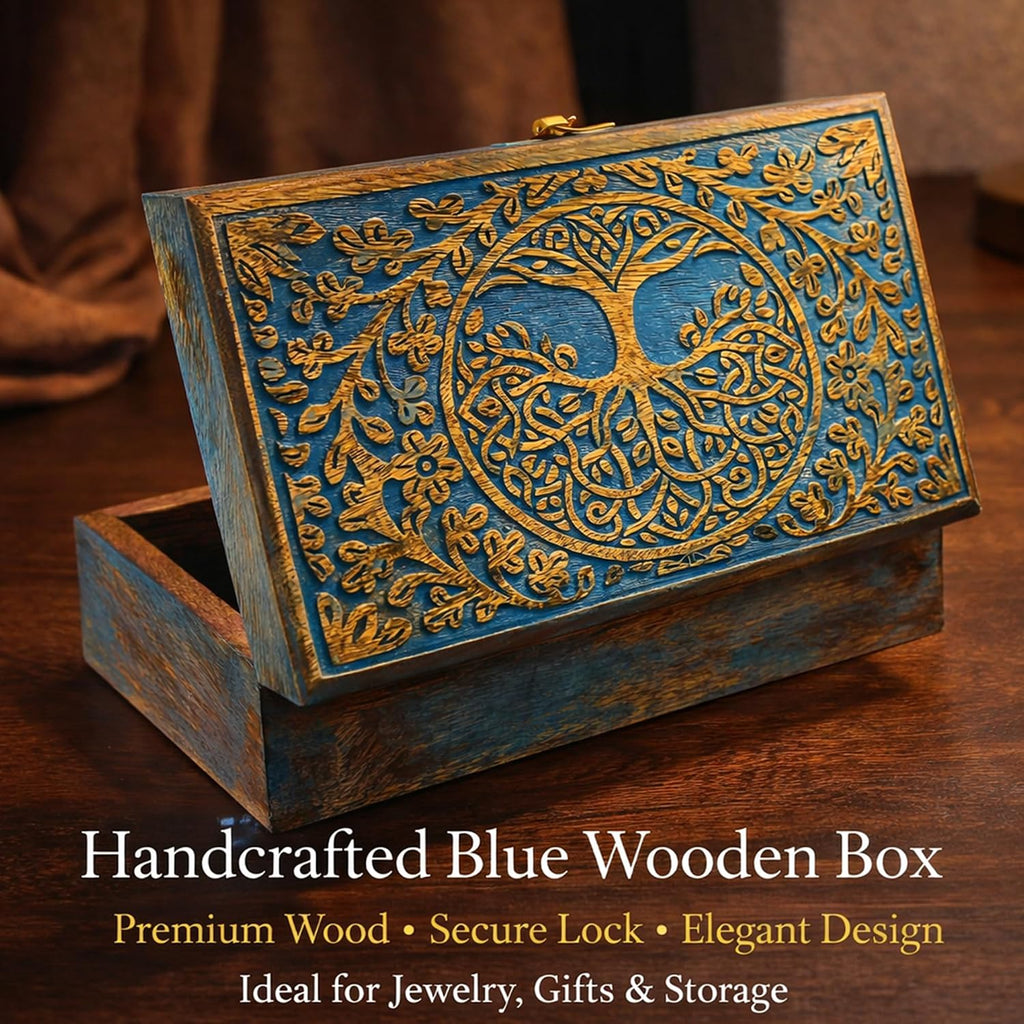 Handmade Wooden Tree of Life Keepsake Box - Rustic Jewelry & Trinket Organizer for Men & Women | Vintage Storage Box