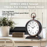 7-Inch Vintage Mantel Clock with Handle,Antique Metal Desk Clocks Battery Operated,Retro Table Clock for