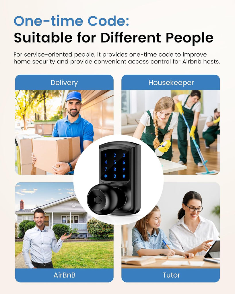Keyless Entry Door Knob Electronic Digital Keypad Lock Matte Black 1Pack
