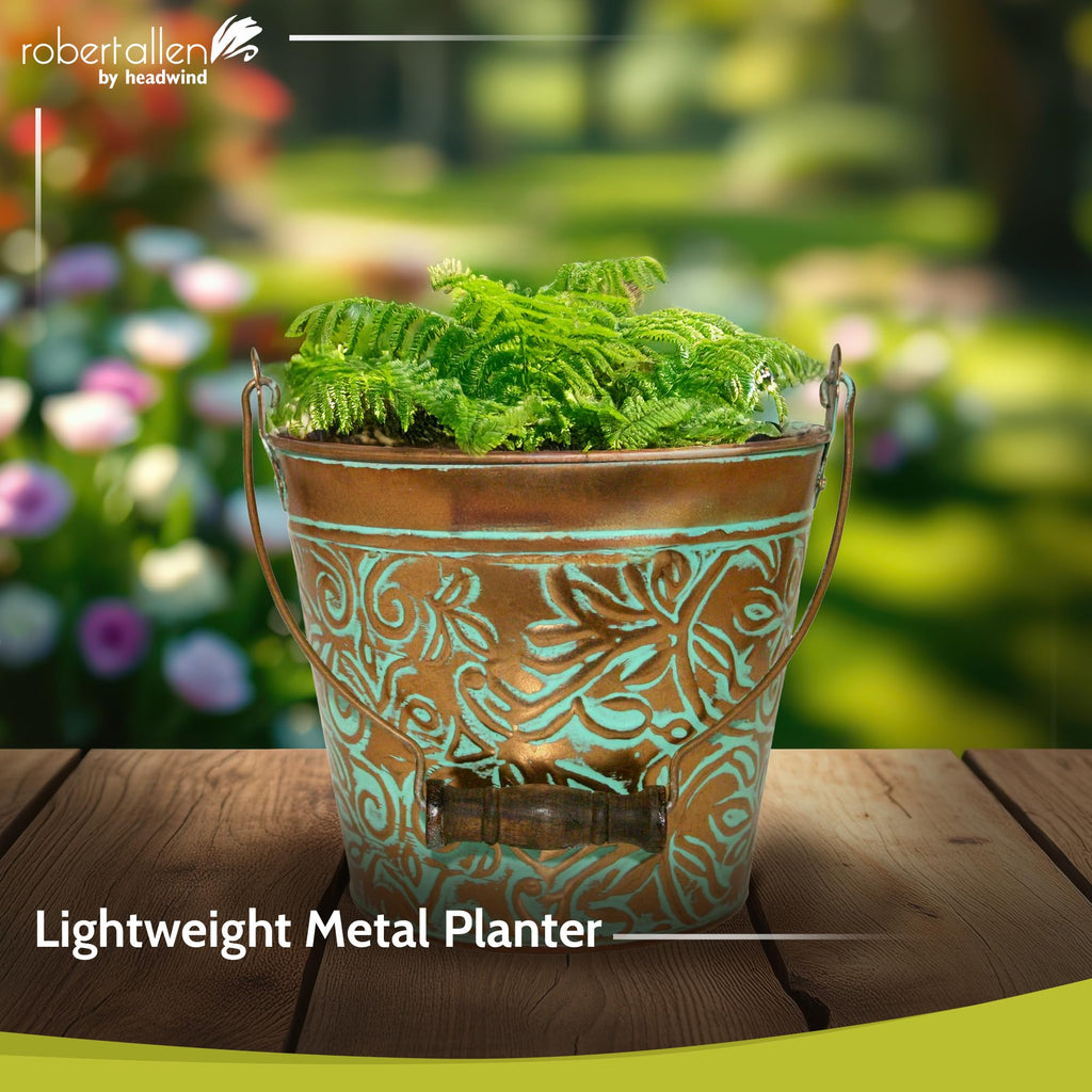 Vintage Collection 12 in Vintage Copper Bucket Planter