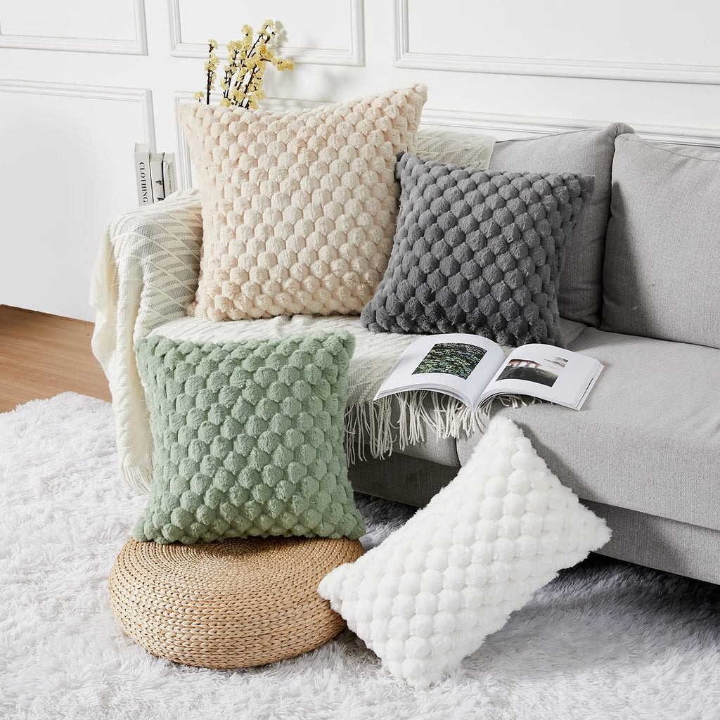 Pack of 2 Super Soft Cozy Decorative Throw Pillow Covers Fuzzy Plush Faux Fur Luxury Cushion Cover Pillowcase for