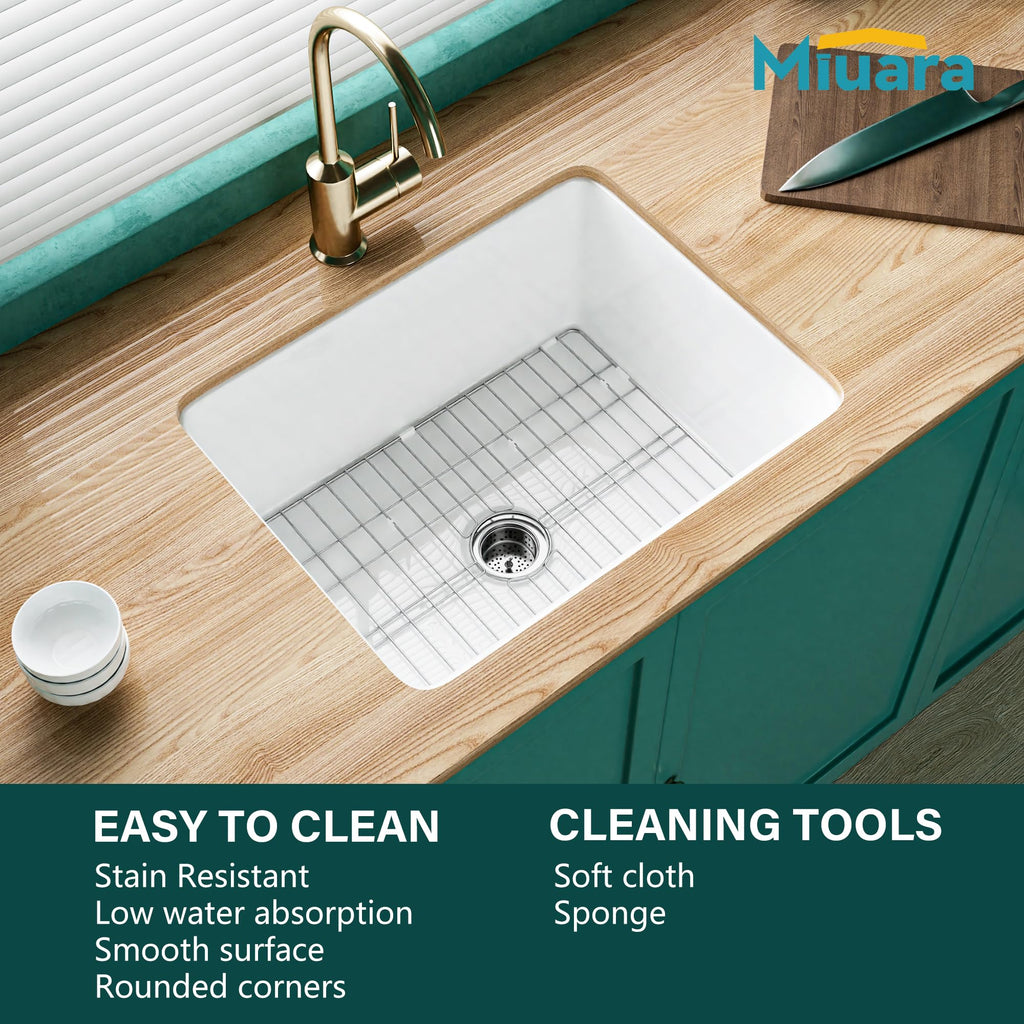 24 x 19 Inch Undermount or Drop In Fireclay Kitchen Sink White