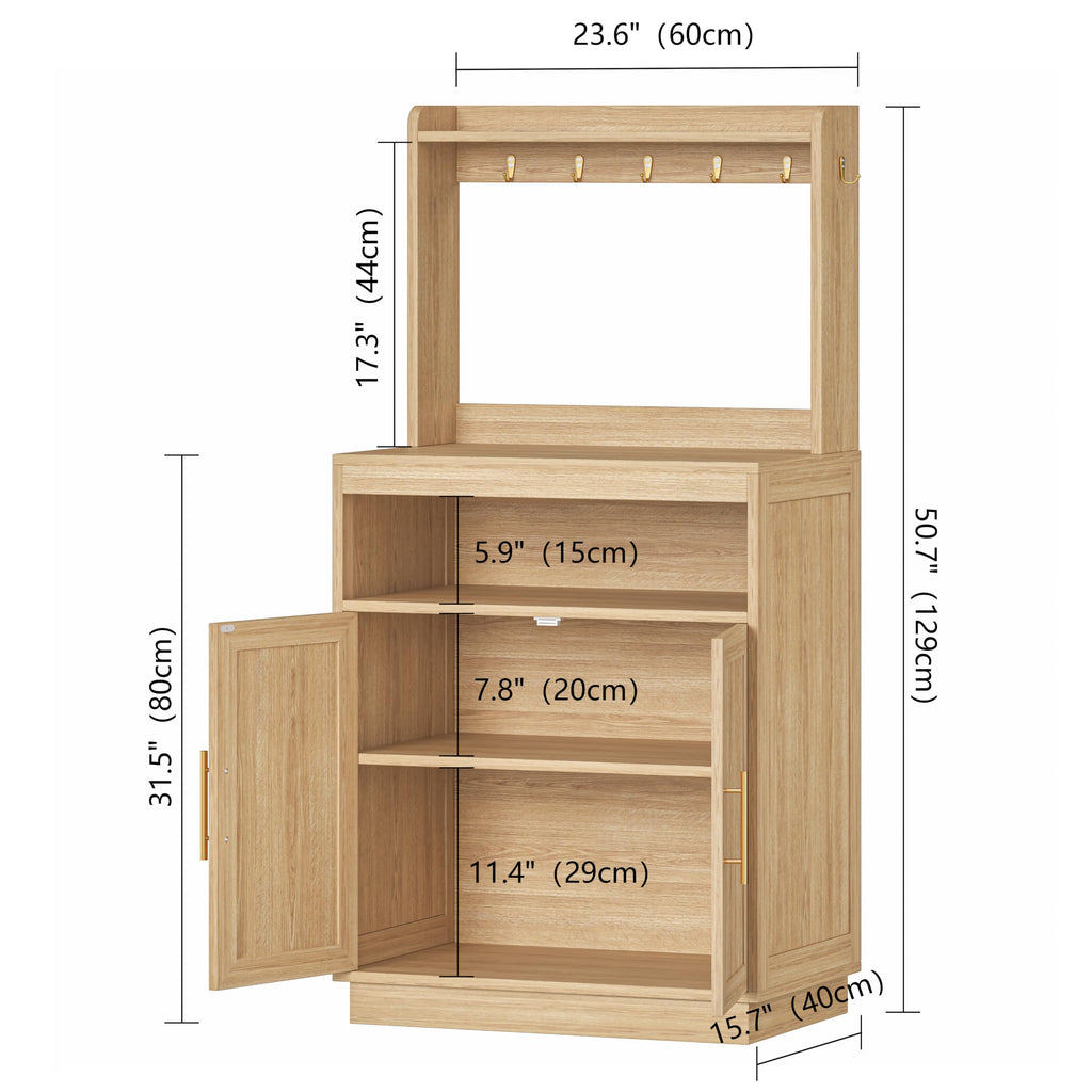 Fluted Coffee Bar Cabinet, Buffet Coffee Station with Hutch