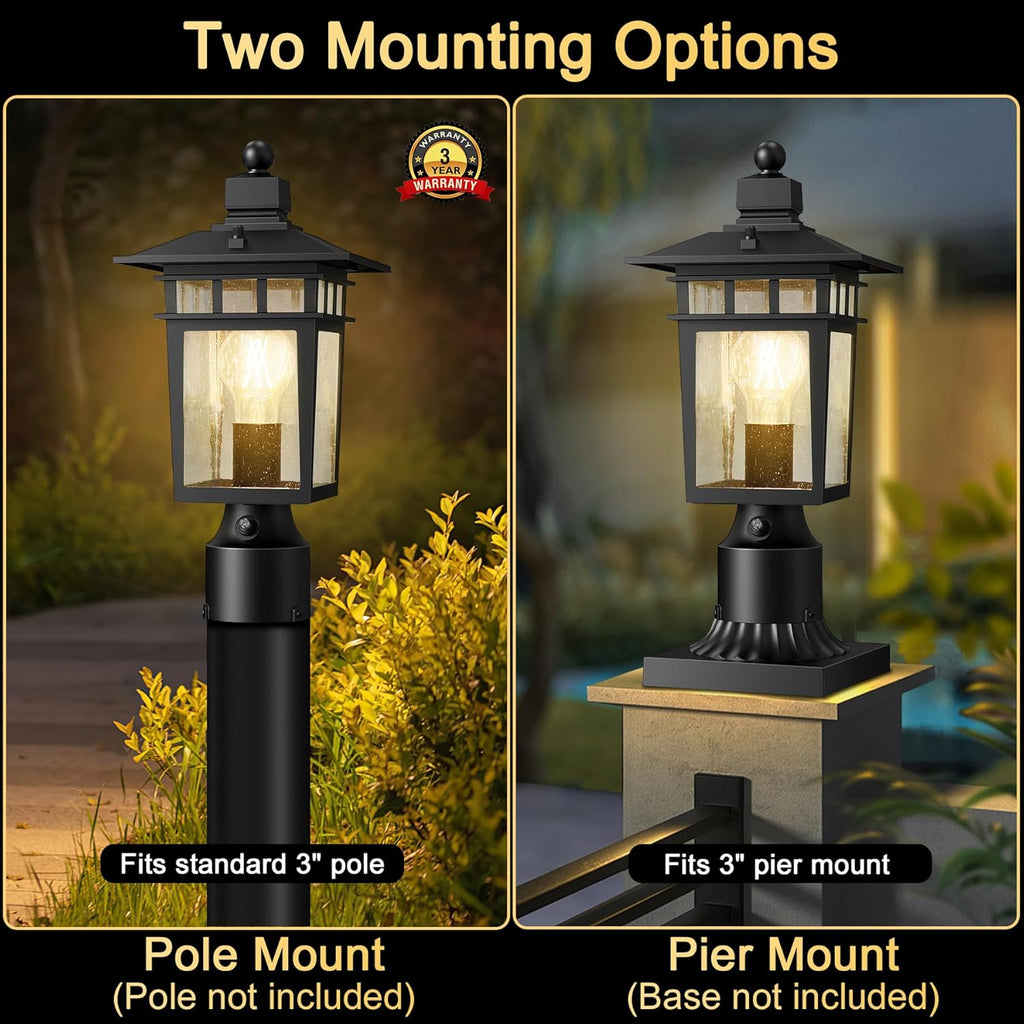 Dusk to Dawn Outdoor Post Lights,Black Waterproof Lamp Post Light Fixture