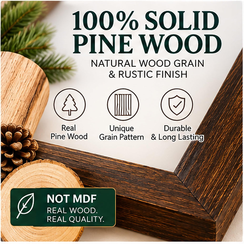 Rustic Wood Picture Frames 8x10 - Pack of 2 - Farmhouse Tabletop or Wall Mount Display with Glass, Dark Brown