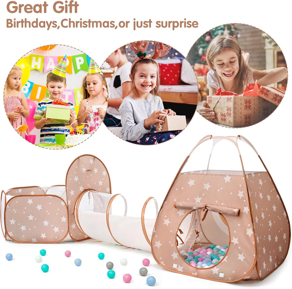 3 in 1 Pop Up Kids Play Tent with Ball Pit Indoor/Outdoor Playhouse