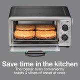 4 Slice Countertop Toaster Oven, Multi-Function with Bake, Toast and Broiler, 1100 Watts, 30 min timer and auto