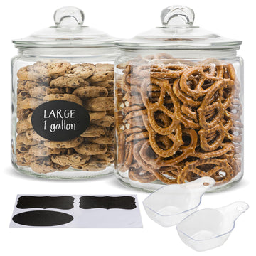 Glass Kitchen Jars, Food & Cookie Storage Containers for Pantry, Bathroom Apothecary Canisters, Airtight Lids