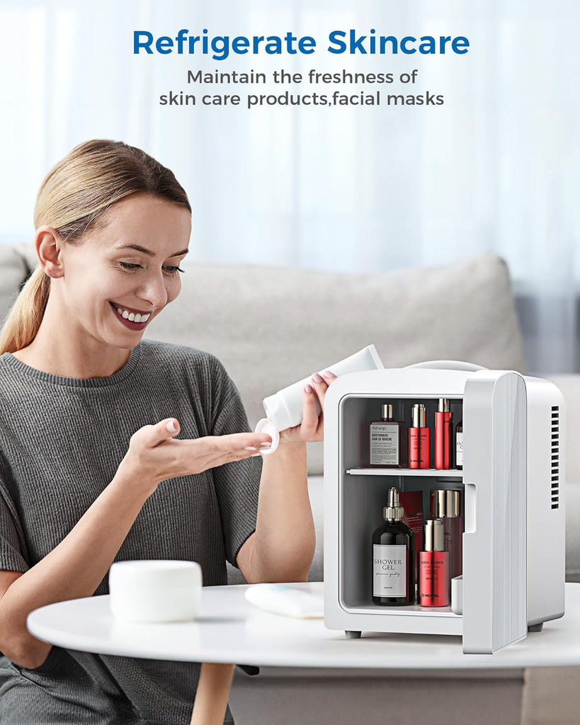 4L/6 Cans Mini Fridge, Portable Compact Refrigerator, Small Skin Care Fridge, Food and Drinks, Small Cooler for