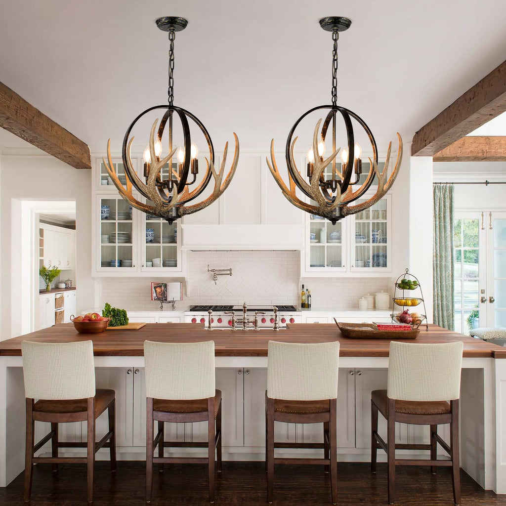 Large Rustic Antler Chandelier 4-Light