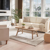 43" Farmhouse Solid Wood Coffee Table, Rustic Rectangular Center Table, Natural