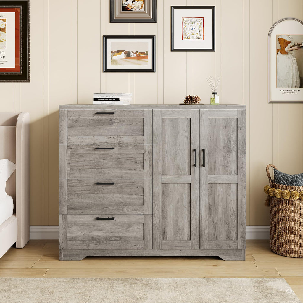 43.3'' H Armoire Wardrobe Closet with 4 Drawers, Wooden Dresser