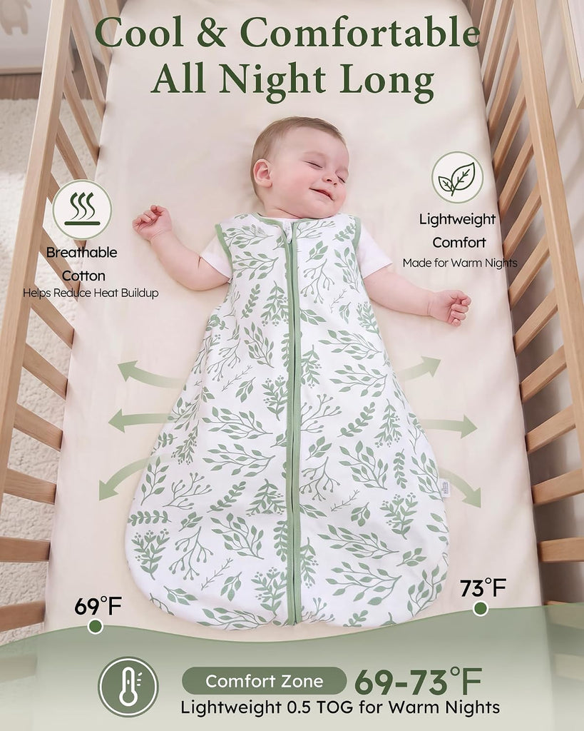 Baby Sleep Sack 0.5TOG 100% Organic Cotton Way Zipper