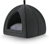Cat Cave Bed, 2-in-1 Foldable House for Indoor Cats, with Washable Cushion and Non-Slip Base, 15 x 15 Inches, Small