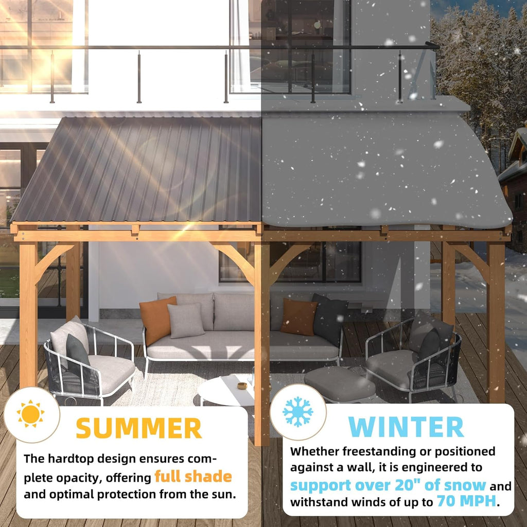 20' x 10' Outdoor Wood Gazebo for Patio, Large Outdoor Lean  - Image 4