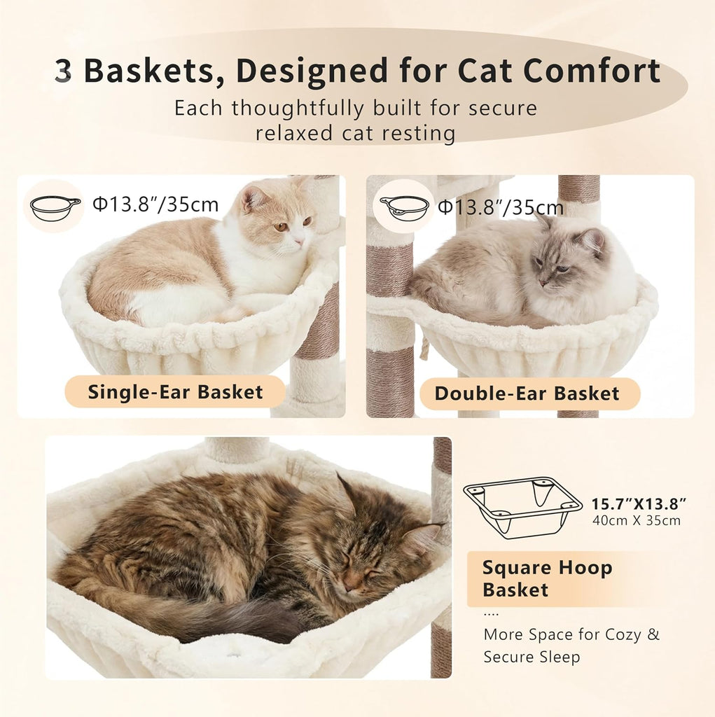 Cat Tree, 74.8'' Spacious & Tall Cat Tower for Large Cats -1