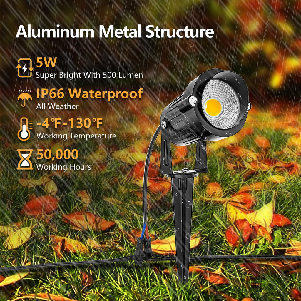 All-in-One Low Voltage Landscape Lighting Kit, 5W LED Landscape Lights with Transformer, 120FT Wire and Connectors