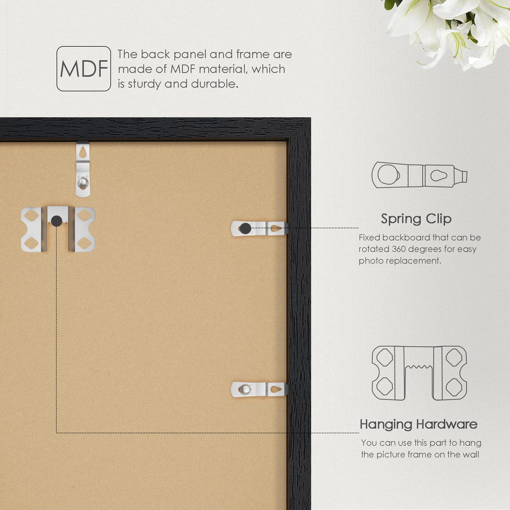 36x48 Solid Wood Picture Frame, Wall Mount, Black Woodgrain, 1 Pack
