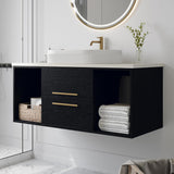 40" Modern Floating Bathroom Vanity with Premium AAA Grade Ceramic Sink, Wall-Mounted Solid Wood Cabinet