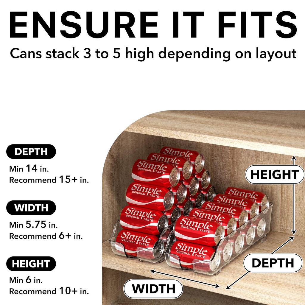 Soda Can Organizer Dispenser Refrigerator/Pantry, Set of 2