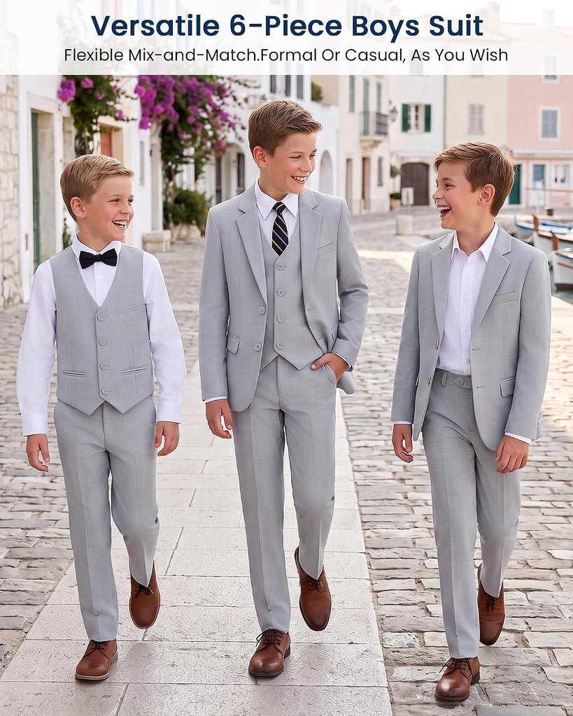 Boys Suits Pieces Slim Fit Formal Kids Suit Tuxedo Wedding Ring Bearer Outfit with Adjustable Waist