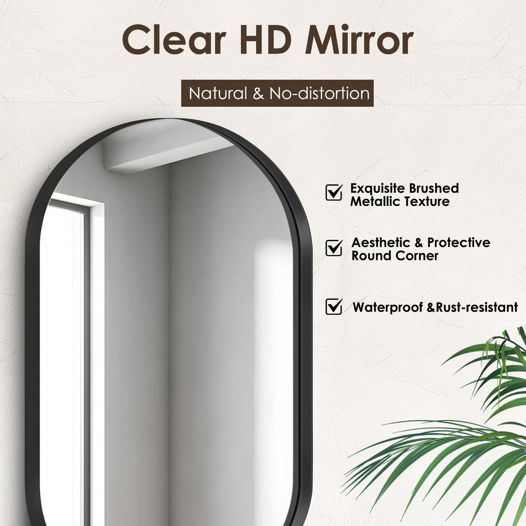 Medicine Cabinet with Mirror, 21x34 Oval Mirror Cabinet, Wall Mount Recess Bathroom Vanity Mirror with Storage with 2