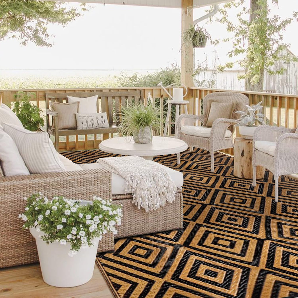 Reversible Mats, Outdoor Patio Rugs, Plastic Straw Rug, Modern Area Rug, Floor Mat for Outdoors, RV, Patio, Backyard