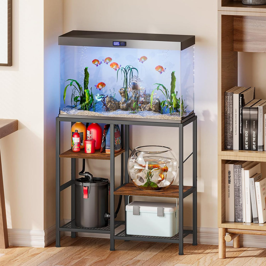30 Gallon Aquarium Stand, Fish Tank Stand with Shelf for Storage, 3 Tier Heavy Metal Frame Fish Tank Stand, 30 Gallon